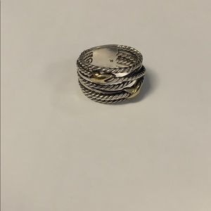 David Yurman Double X Crossover Ring w/ 18K Gold